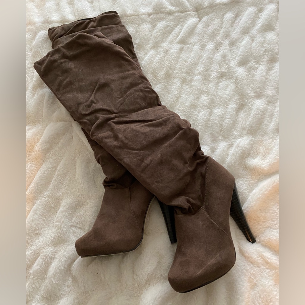 Michael Antonio Chocolate Brown Slouch Boots, 6 1/2/7